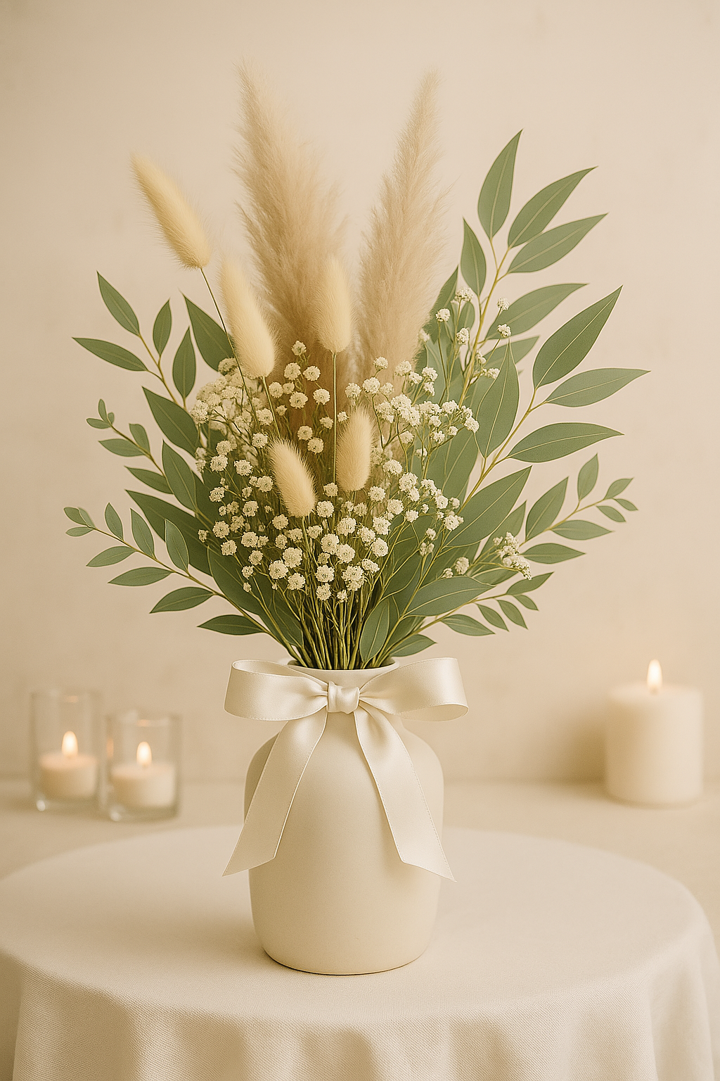 Trockenblumenstrauß „Boho Green“ | Handgemachter Brautstrauß mit Eukalyptus