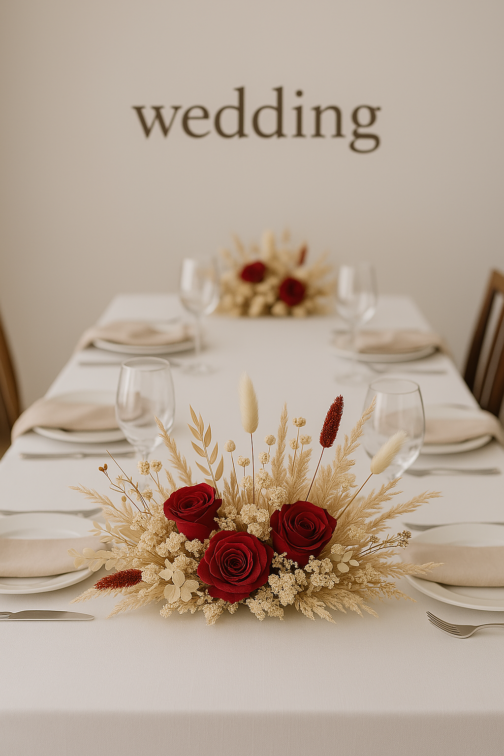 Tischgesteck „Crimson Elegance“