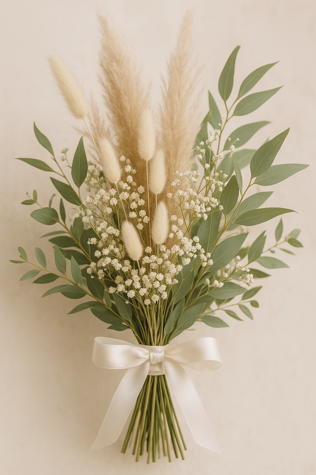 Trockenblumenstrauß „Boho Green“ | Handgemachter Brautstrauß mit Eukalyptus