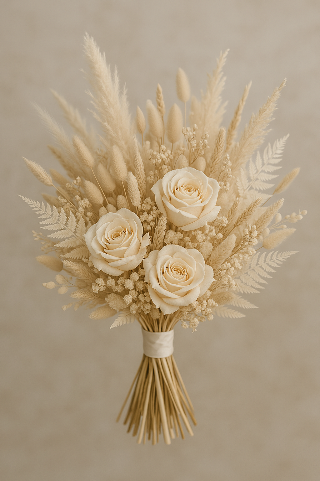 Trockenblumenstrauß „Golden Grace“ | Eleganter Brautstrauß in Naturtönen