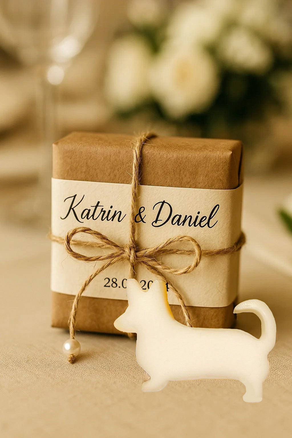 Geschenk „Liebe in Papier“ – Personalisiertes Seifengeschnek im Kraftpapier-Look